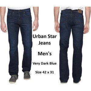 Urban Star Men's Jeans Classic Rugged Quality Dark Wash Denim Relaxed Sz 42x31